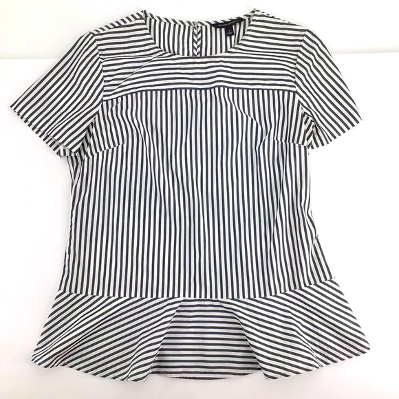 Banana Republic Tops - Banana Republic | Short Sleeve Stripe Peplum Crew Top Size Small